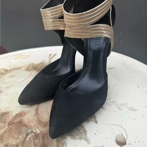 SCHUTZ Black and Gold Heels